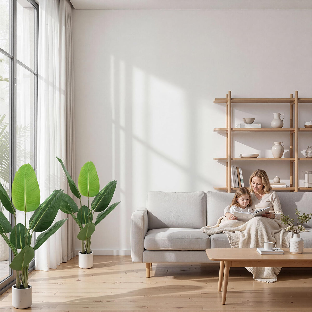 BEAUTYPEAK Bananenpflanze Kunstpflanze 110cm, Künstliche Pflanze 2 Stück