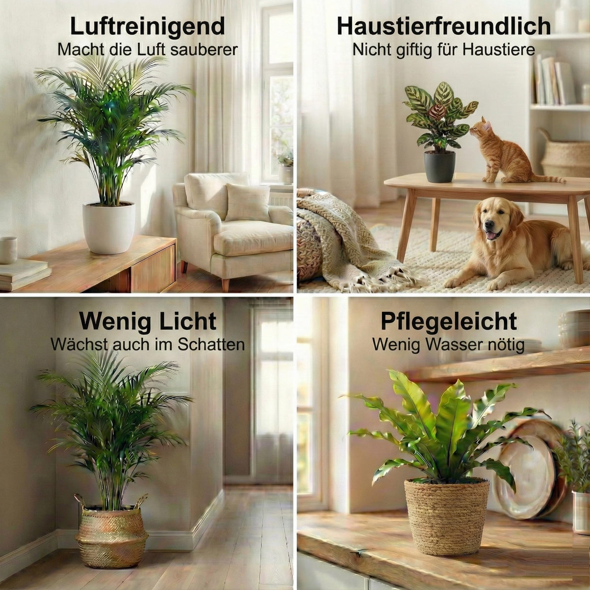vdvelde.com - Zimmerpflanzen Set 6 Stück tierfreundlich, Anthrazit Töpfe